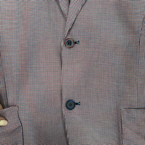 BOB Blazer Jacket Mens IT 50 Blue Check Print Tailored Sport Coat Made in Italy - Picture 5 of 13